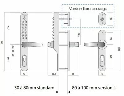 Serrure  code mcanique lokod Keylex Profil