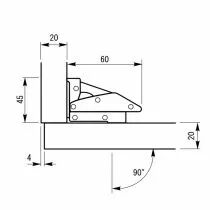 Charnière invisible en applique a plat