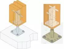 Pied de poteau PPSR en âme - réglable avec platine