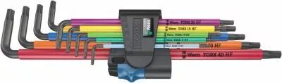 Jeu de 9 cls Torx HF longue  tte sphrique multi-couleurs