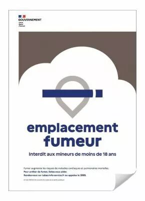 Panneau adhsif officiel Emplacement Fumeur