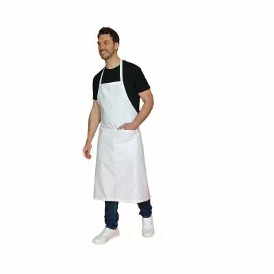 Tablier blanc avec poche valet