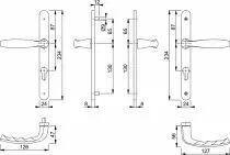 Ensemble New York plaque étroite - Plaque 234 x 24 mm - entraxe de fixation 195 mm