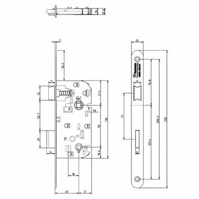 Serrure � larder D13 universelle - axe � 40 mm