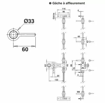 Espagnolette de crois�e lacets centr�s