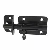 Verrou de box a bouton poire - acier noir