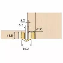 Charni&egrave;re invisible &agrave; entailler 180&deg; corps cylindrique - laiton