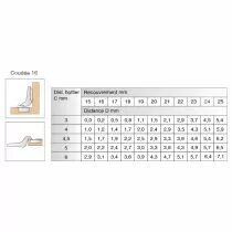 Charni&egrave;re invisible &oslash; 35 mm s&eacute;rie Intermat 110&deg; bras coud&eacute; 16 mm