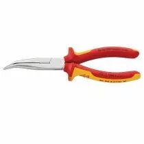 Pince &agrave; becs demi-ronds avec tranchant coud&eacute;e 200 mm VDE