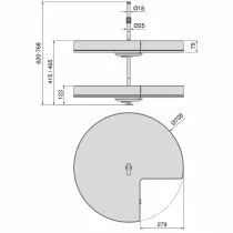 Set 2 plateaux 1/2 rond diam 800    haut reglable 700 a 800mm