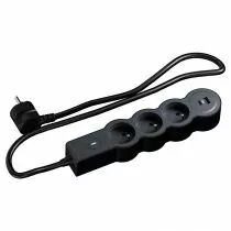Multiprise 2P+T avec chargeur USB Type AC Noire