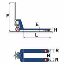 Transpalette manuel standard - charge 2500 kg