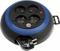 Mini enrouleur de c&acirc;ble CL-S 4 prises 3 m bleu et noir