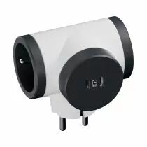 Fiche multiprise 2x2P+T lat&eacute;rales et 2 USB C Blanc / Noir