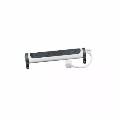 Multiprise rotative 4 prises avec parafoudre blanc et noir