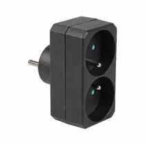 Biplite compacte 2 prises 2P+T Noir mat