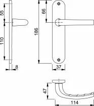 Ensemble San Diego - Plaque 186 x 37 mm - entraxe de fixation 165 mm