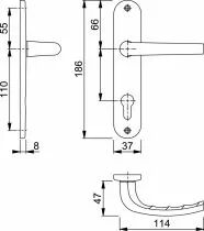 Ensemble San Diego - Plaque 186 x 37 mm - entraxe de fixation 165 mm