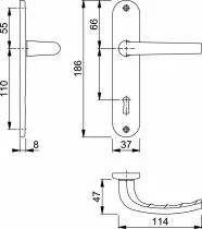 Ensemble San Diego - Plaque 186 x 37 mm - entraxe de fixation 165 mm
