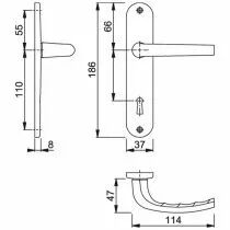Ensemble San Diego - Plaque 186 x 37 mm - entraxe de fixation 165 mm