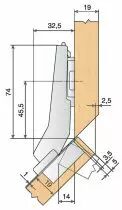 Blum charnière invisible d'angle ø 35 mm série Clip Top amortisseur intégré et décondamnable