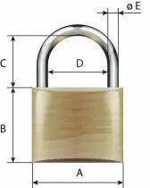 Cadenas à clés laiton massif - série EC 75 - Anse acier cémenté - 5 clés - varié