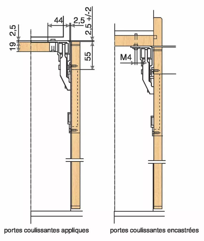 Ferrure de portes coulissantes / pliantes bois Variofold 80/H