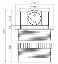 Bloc 4 faces 3 prises + 2 USB encastrable