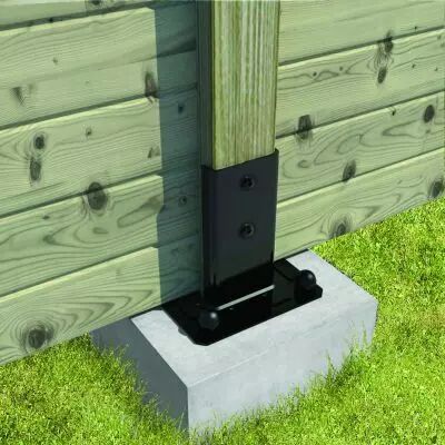 Kit pied de poteau carr noir prt  fixer