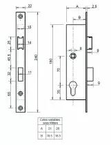 Serrure à larder 1 point - pêne dormant 1/2 tour pour menuiseries métallique
