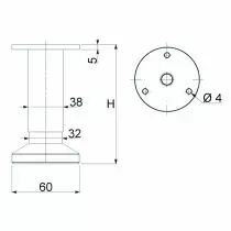 Pied de meuble ø 38 mm