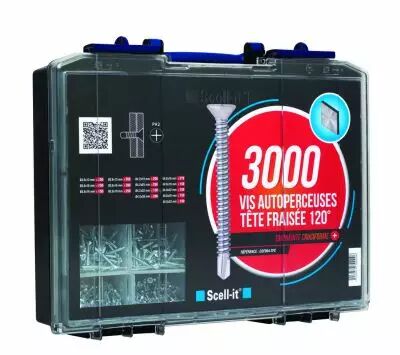 Coffret 3040 vis autoperceuses tte fraise Phillips acier zingu