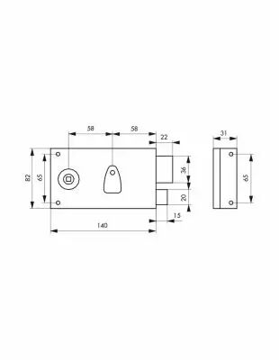 Pne dormant 1/2 tour horizontale  fouillot - Carr 6 mm - 2 cls - 6 variures