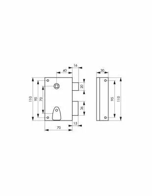 Pne dormant 1/2 tour verticale  fouillot - Carr 7 mm - 2 cls - 6 variures