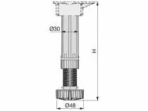 Avec vérin et embase démontable - embout pied 48 mm