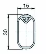 Tube ovale alu avec insert caoutchouc