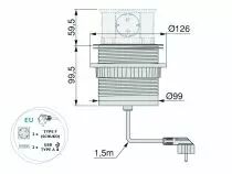 Bloc 4 faces 3 prises + 2 USB encastrable