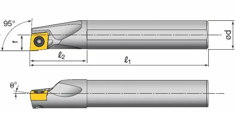 Barre d'alésage A-SCLC avec arrosage et plaquettes CCMT