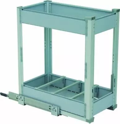 Bouteilles + 1 niveau de rangement - cadre aluminium anodis - panier gris