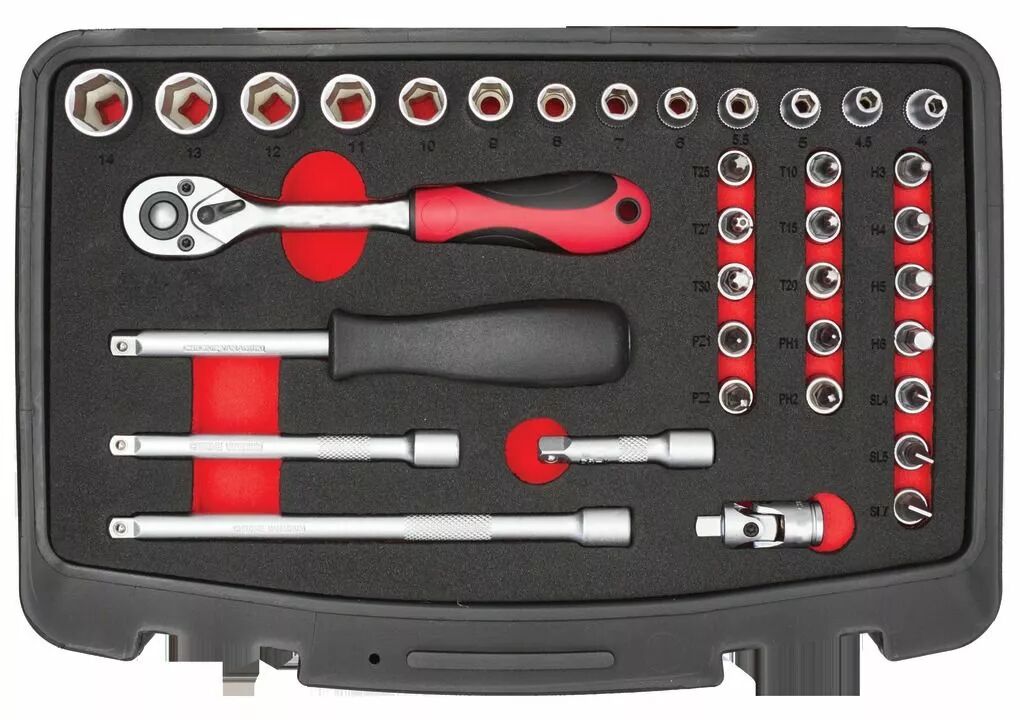 Coffret De Douilles 1/4'' Et Embouts Impact 42 Pièces Leman - Pour Cliquet, Visseuse - Jeu Complet Pour Le Bricolage Automobile Et Général