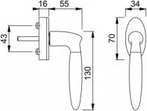Ensemble Athinai poignée de fenêtre 70 x 34 mm