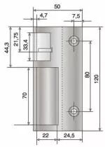 Gâche applique en aluminium laqué pour serrure verticale - 1/2 tour en haut - Double empennage