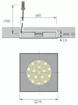 Kit 3 spots Sign square - sign Square - 3 x 2,3 Watts / 12 V