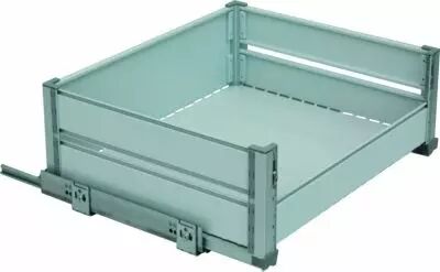 Panier  coulisses 1 niveau de rangement - cadre aluminium anodis - panier gris