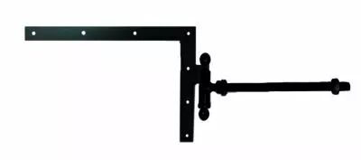 Paumelle forge  boule broche et bague equerre du haut  tige filete acier cataphorse noir
