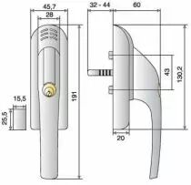Poignée de fenêtre avec alarme - à clé FG 300 A