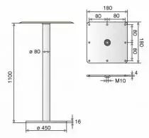 Table mange debout ø 80 mm - hauteur 1100 mm